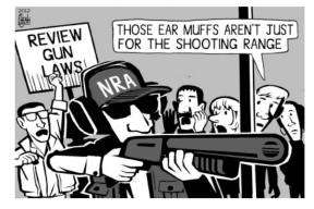 NRA with ear muffs