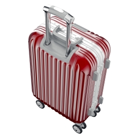Red metal luggage for travel